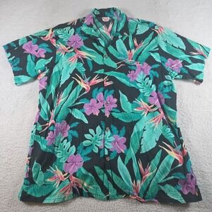 Vintage Barefoot In Paradise Hawaiian Shirt Men's 2XL Made In USA Cotton